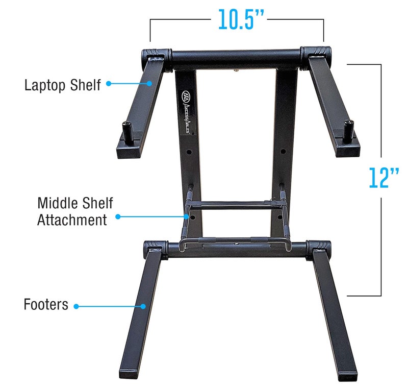 AXA AXCESSABLES DJ Laptop Stand with Travel Bag | Portable Foldable Aluminum Laptop Stand for Laptops up to 15 inches and 20lbs | No Assembly Required, Includes Carrying Bag - Image 2